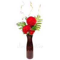 Букет с красным пионом интерьерный для напольной вазы, 110 см