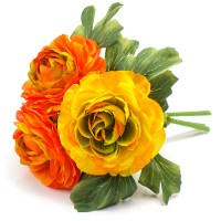 Искусственные цветы "Ранункулюсы желто-оранжевые", 19 см ✦ 103358