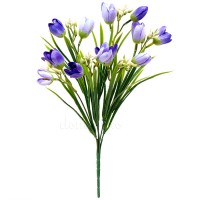 Искусственный цветок "Крокус с травкой синий", 36 см ✦ 103334