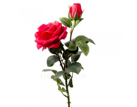 Роза с бутоном искусственная красная, 64 см