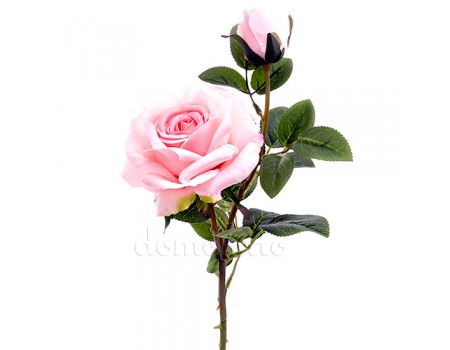 Роза искусственная с бутоном розовая, 64 см