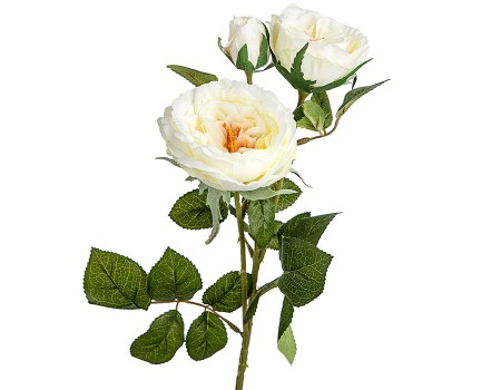 Искусственная роза ветка, 58 см. Белый / Персиковый ✦ 103306