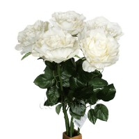Искусственные розы белые букет 5 шт ✦ 100059