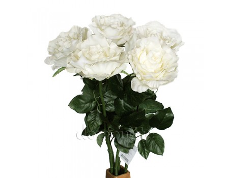 Розы искусственные белые, букет 5 шт