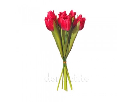 Искусственные тюльпаны букет красный, 27 см ✦ 102084