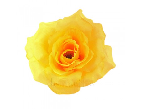 Голова розы искусственная желтая, 11 см