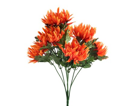 Искусственные хризантемы оранжевые, 7 вет, 45 см ✦ 303015