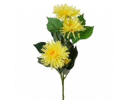 Хризантема искусственная ветка желтая, 72 см ✦ 303018