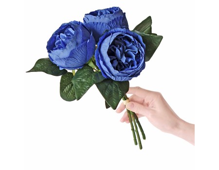 Искусственные розы синие букет 3 шт, 36 см ✦ 103438