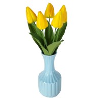 Искусственные тюльпаны желтые, букет 5 шт, 37 см ✦ 103440