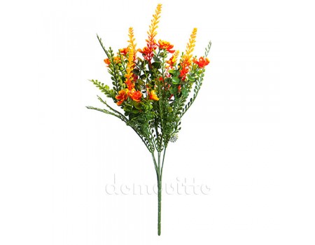 Цветы искусственные зелено-оранжевые, 30 см