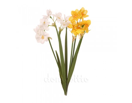 Нарцисс искусственный желтый/белый, 27 см ✦ 103446