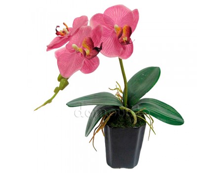 Искусственная орхидея в горшке розовая, 25 см ✦ 100142