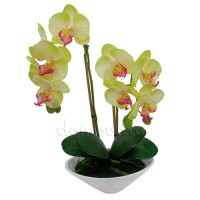 Искусственная орхидея в горшке желтая, 32 см ✦ 10048