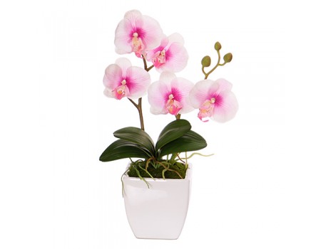 Орхидея искусственная в кашпо белая, 40 см