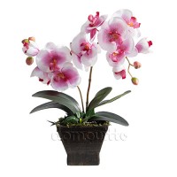 Искусственная орхидея в горшке розовая, 33 см ✦ 10098