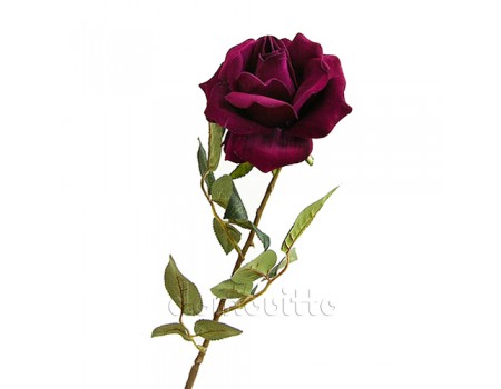 Роза искусственная бордовая бархатная, 76 см