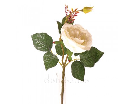 Роза искусственная с бутоном белая, 44 см