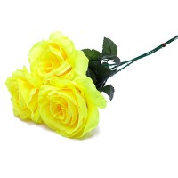 Искусственные розы желтые "Эконом", 3 шт ✦ 100385