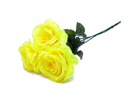 Искусственные розы желтые "Эконом", 3 шт ✦ 100385