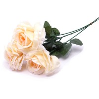 Искусственные розы кремовые "Эконом", 3 шт ✦ 100228