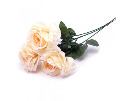 Розы искусственные кремовые "Эконом", 3 шт