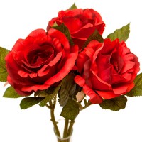 Искусственные розы красные букет 3 шт, 30 см ✦ 100058