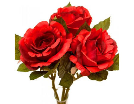 Розы искусственные красные букет 3 шт, 30 см
