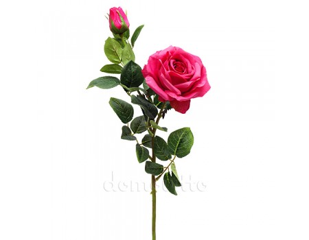 Роза искусственная с бутоном малиновая, 64 см