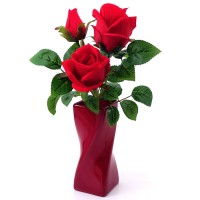 Искусственные цветы на кладбище "Ветка розы красная", 38 см ✦ 103594
