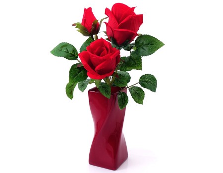 Искусственные цветы на кладбище "Ветка розы красная", 38 см ✦ 103594