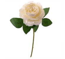 Искусственная роза белая на короткой ножке, 28 см ✦ 103599