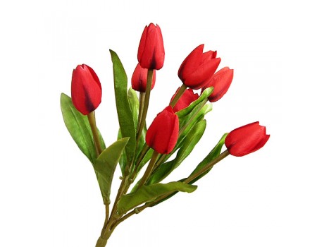 Искусственные тюльпаны красные, 9 голов, 38 см ✦ 303020