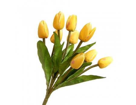 Тюльпаны искусственные желтые, 9 голов, 38 см