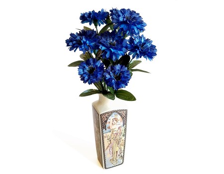 Искусственные цветы на кладбище "Букет синих васильков"