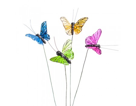 Бабочки на вставке, 5хH20 см. Разные цвета