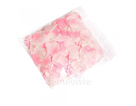 Лепестки роз из ткани бело-розовые, 145 шт