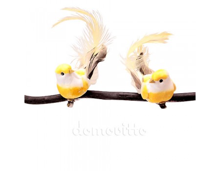 Пара птичек на прищепке, 11 см. Цвет: Желтый