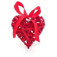 Сердце плетеное из ивы маленькое, 8 см. Цвета: Красный, Белый ✦ 102256