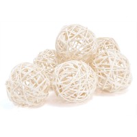 Набор плетеных шаров, диаметр 8 см, 6 шт. Цвет: Белый
