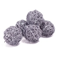 Набор плетеных шаров, диаметр 8 см, 6 шт. Цвет: Серый