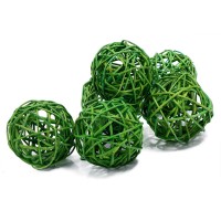 Набор плетеных шаров, диаметр 8 см, 6 шт. Цвет: Зеленый
