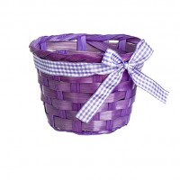 Кашпо плетеное с бантиком фиолетовое, d13 х H9 см