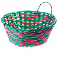 Кашпо плетеное с ручками красно-зеленое, d25 см