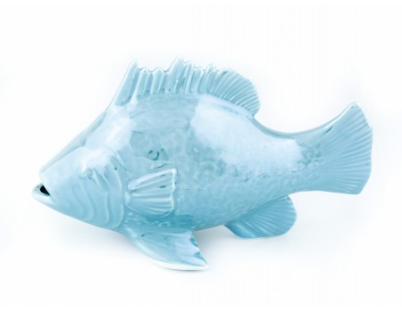 Фигура керамическая "Рыба", 10х17 см. Цвет: Белый, Голубой