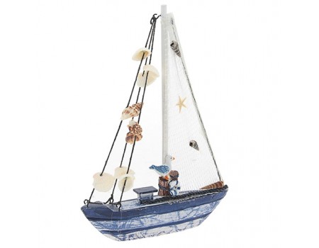 Декоративная фигура "Яхта синяя", 21 х 27 см