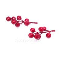 Искусственные ягоды красные, веточка 9 см ✦ 103113