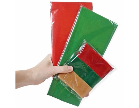 Набор для подарочной  упаковки: тишью с лентами. Цвета: Красный и Зеленый