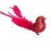 Птичка блестящая на прищепке, 12 см. Цвета: Белый, Красный