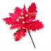 Цветок новогодний "Пуансетия с блестками", 20 см